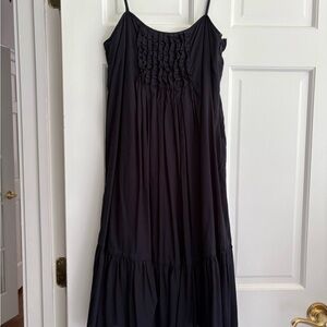 GAP Elegant Black Gathered Midi Dress